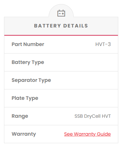 HVT-3 SSB DryCell HVT Motorcycle Battery