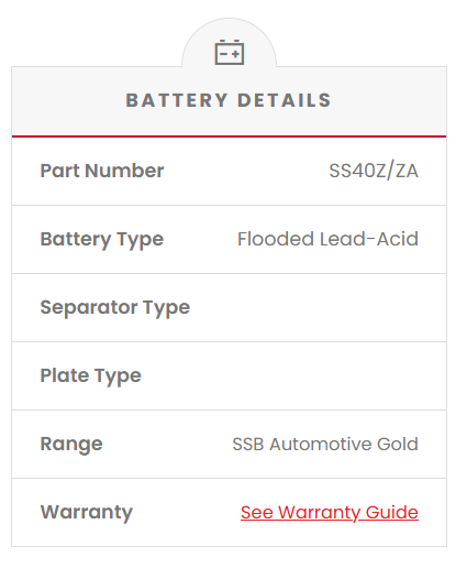 SS40Z/ZA SSB Gold MF Car Battery (NS40Z)
