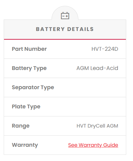 HVT-224D Dual Purpose VRLA (AGM) Battery (Group 224D)
