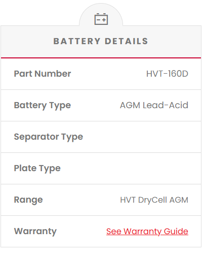 HVT-160D Dual Purpose VRLA (AGM) Battery (Group 160D)