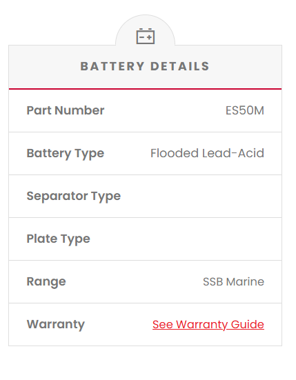 ES50M SSB Marine Starting Battery