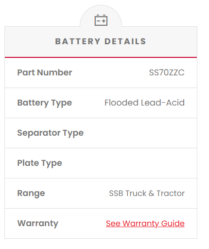 SS70ZZC SSB Commercial Truck & Bus Battery (NS70ZZC)