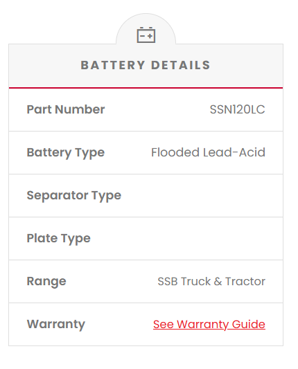 SSN120LC SSB Commercial Truck & Bus Battery (N120)