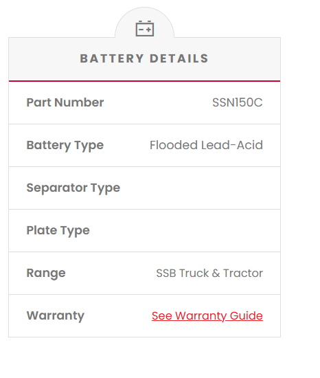 SSN150C SSB Commercial Truck & Bus Battery (N150)