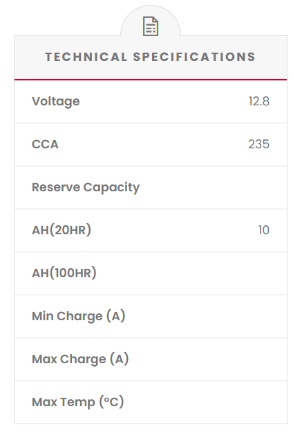 RB10L-A2 SSB XR Series Motorcycle Battery (12N10-3A)