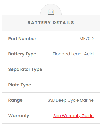 MF70D SSB Marine Deep Cycle Battery