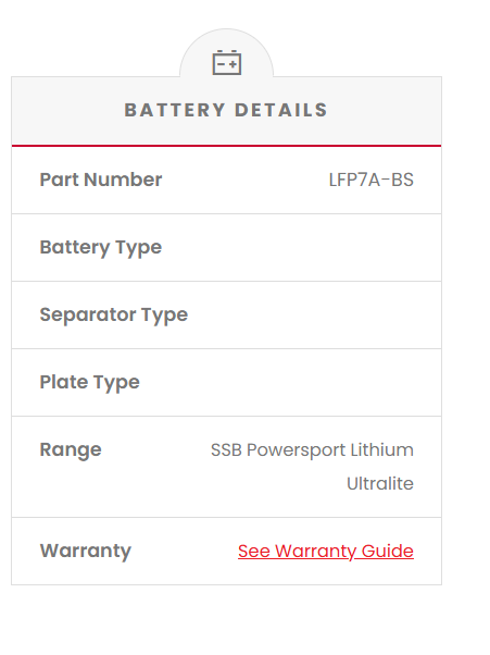 LFP7A-BS SSB Lithium Ultralite Motorcycle Battery