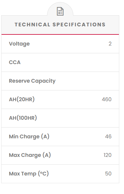 CBS2V450AH Fusion Solar AGM 2V Solar Battery