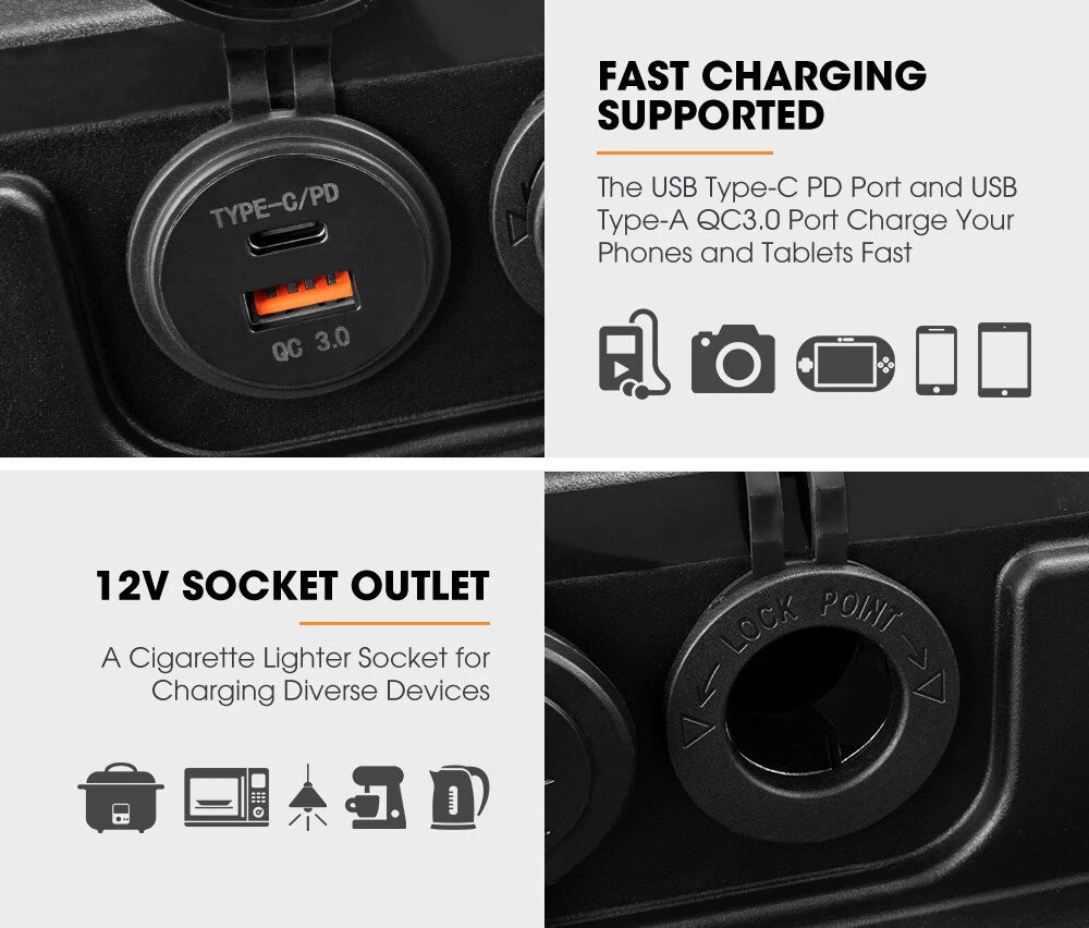 12V Portable Battery Box - Compatible with all Battery Types