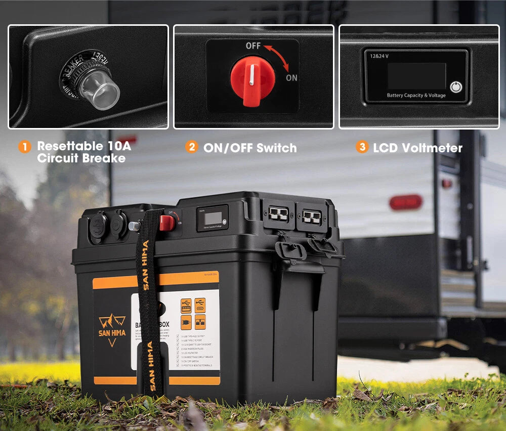 12V Portable Battery Box - Compatible with all Battery Types