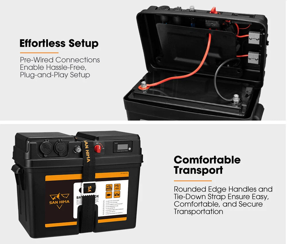 12V Portable Battery Box - Compatible with all Battery Types