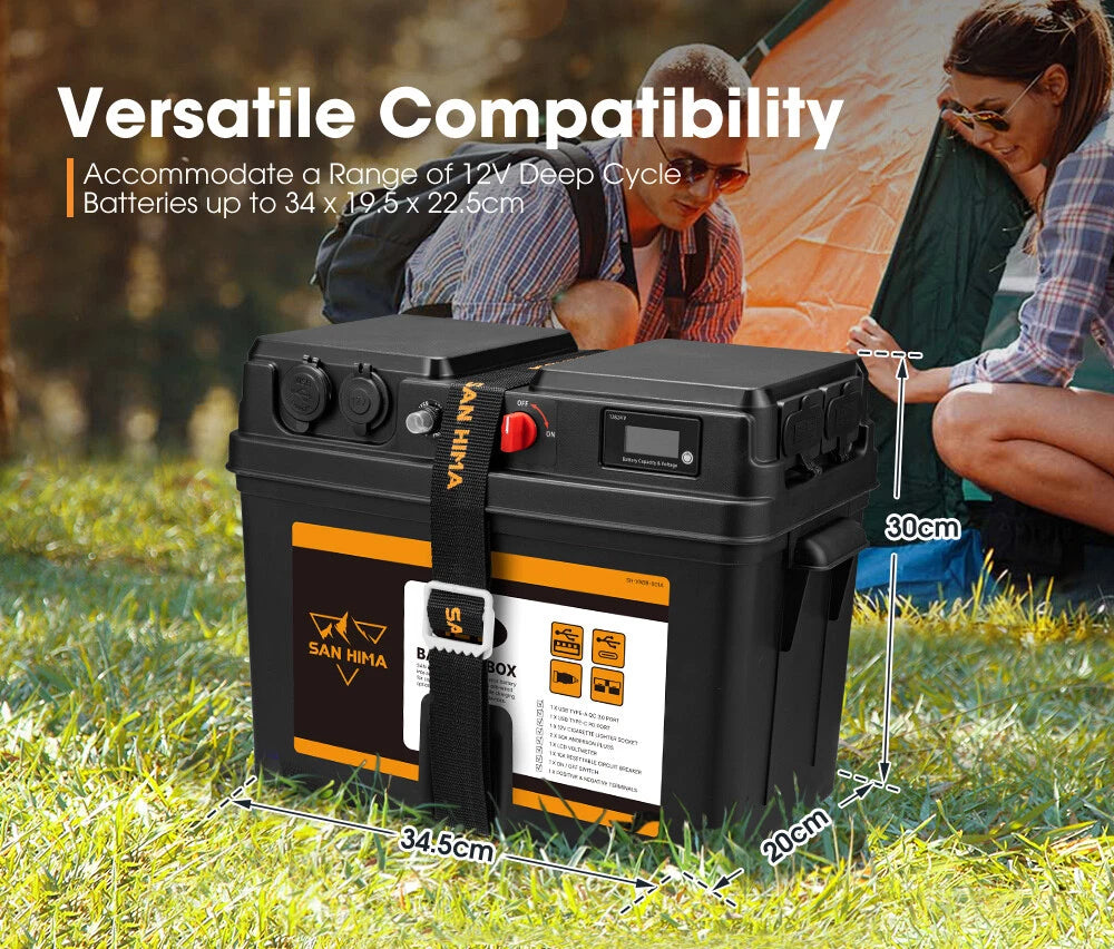 12V Portable Battery Box - Compatible with all Battery Types