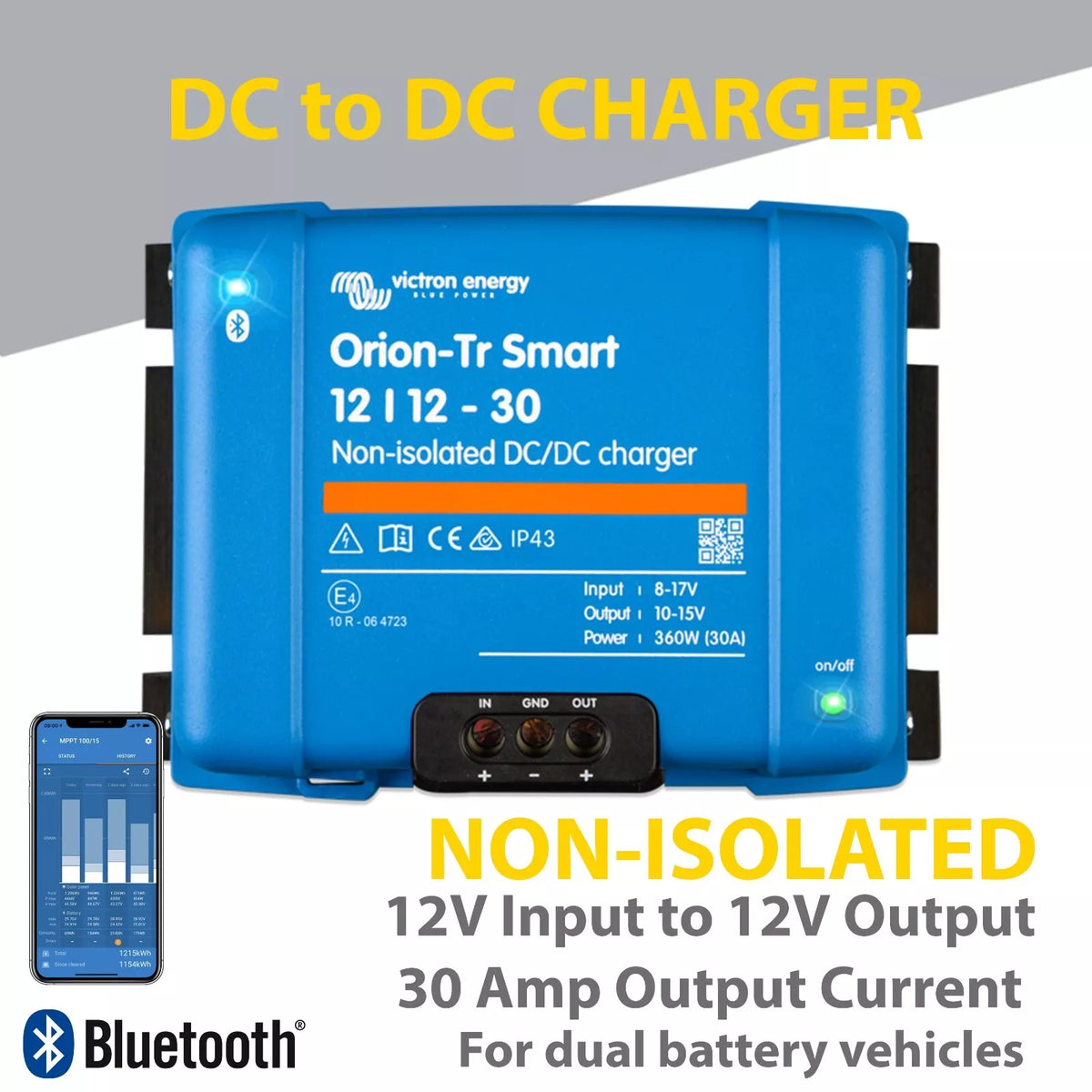 Victron Orion-Tr Smart 12/12-30A Non-Isolated DC-DC Charger ORI121236140 – Express Post