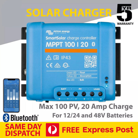 Victron Smart Solar MPPT 100/20 (12/24/48V) Solar Charge Controller - Express Post