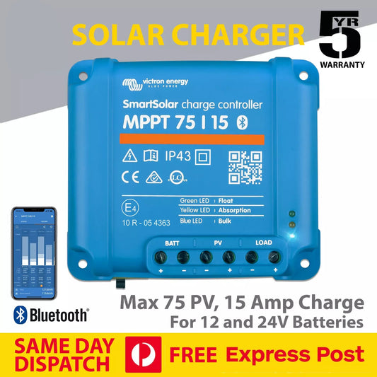 Victron Smart Solar MPPT 75/15 (12/24V) Solar Charge Controller - Express Post