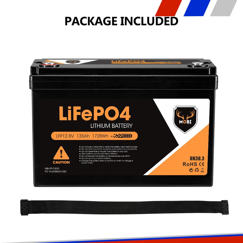 Mobi 12V 135AH Lithium Iron Phosphate (LiFePO4) Deep Cycle Battery