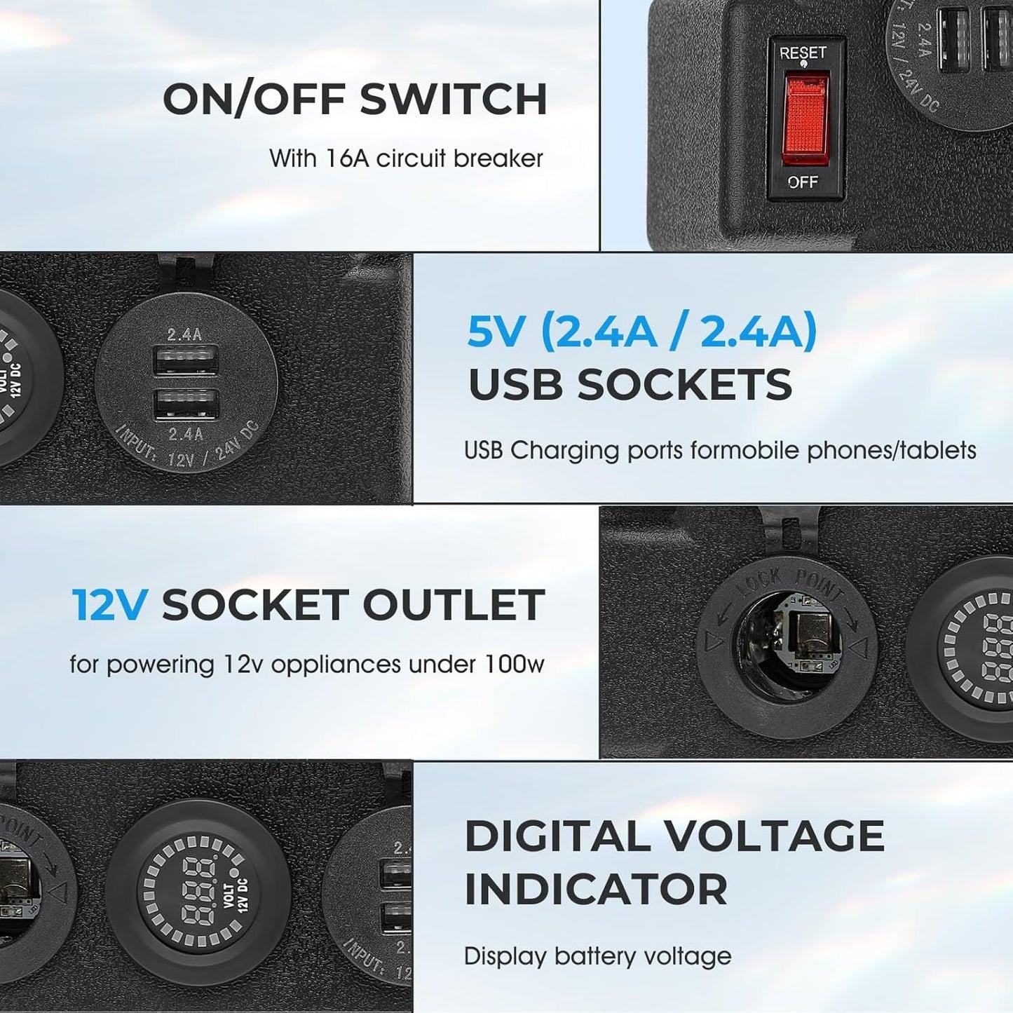 12V Portable Battery Box - Compatible with all Battery Types