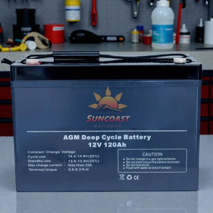 120AH 12V AGM Battery Camping Marine 4WD Fridge Solar Deep Cycle Battery
