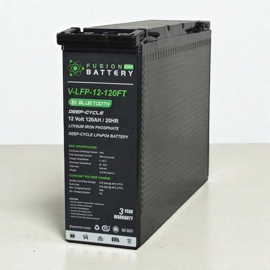 V-LFP-12-120FT Fusion Lithium 120AH Slim-Line 12V Deep Cycle Battery