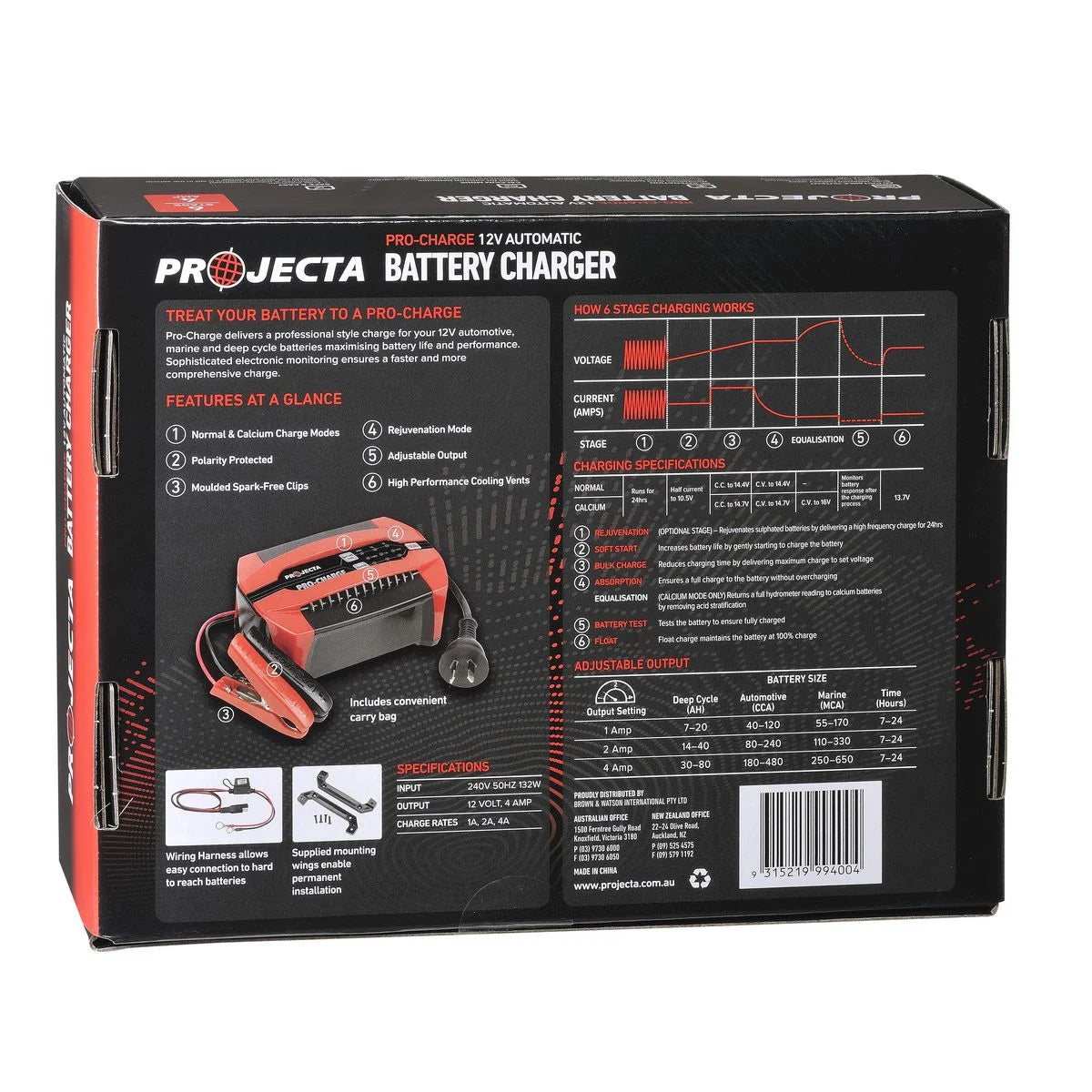 PROJECTA Pro-Charge 4A 12V Battery Charger PC400 – Suncoast Batteries