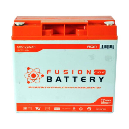 CBC12V22AH Fusion AGM 12V Deep Cycle Battery