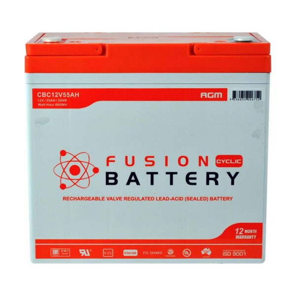 CBC12V55AH Fusion AGM 12V Deep Cycle Battery