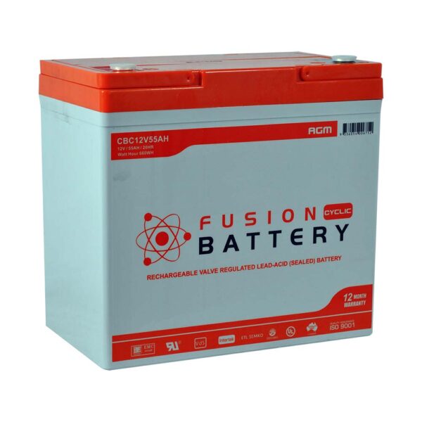 CBC12V55AH Fusion AGM 12V Deep Cycle Battery