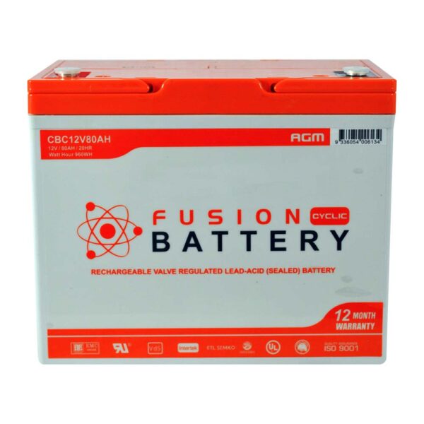 CBC12V80AH Fusion AGM 12V 80Ah Deep Cycle Battery