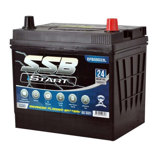 EFB55D23L SSB Stop Start EFB MF Hybrid Car Battery 55D23L (Group 55)