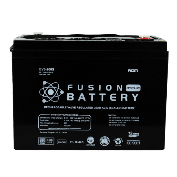 EV6-200S Fusion Electric Vehicle 6V Deep Cycle Battery