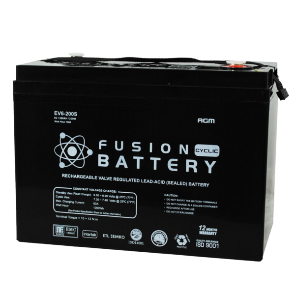 EV6-200S Fusion Electric Vehicle 6V Deep Cycle Battery