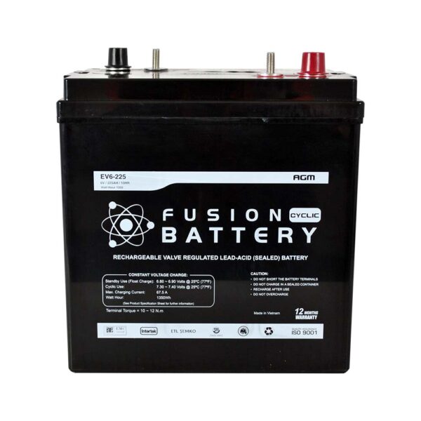 EV6-225 Fusion Electric Vehicle 6V Deep Cycle Battery
