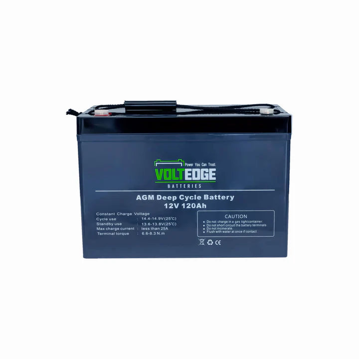 VOLTE AGM 120AH 12V AGM Battery Camping Marine 4WD Fridge Solar Deep Cycle Battery