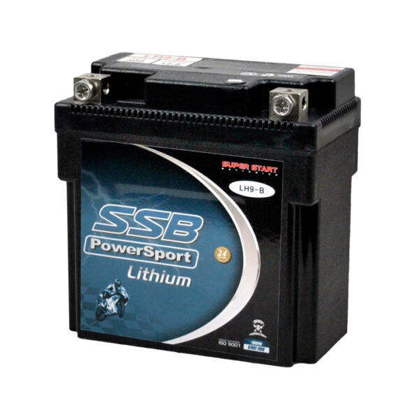 LH9-B SSB High Performance Lithium Motorcycle Battery SSB Powersport lithium battery on a white background