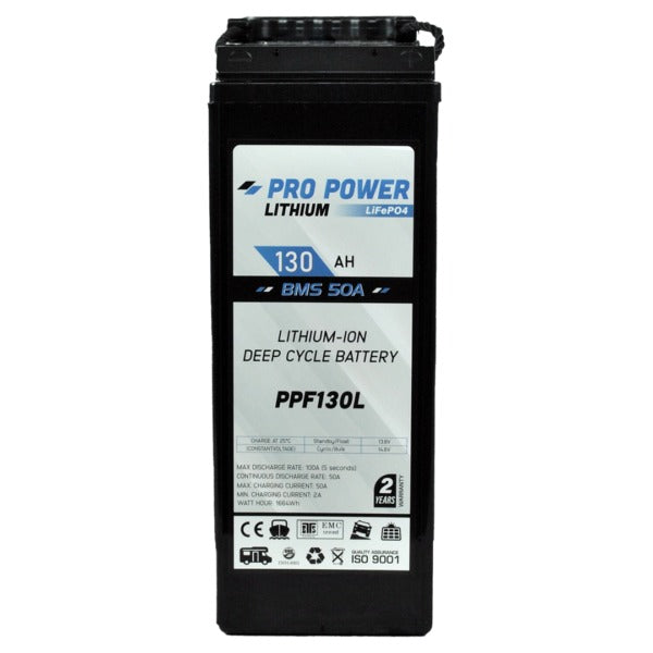 130AH 12V Lithium Battery Slimline Camping Caravan Deep Cycle Battery - Pro Power