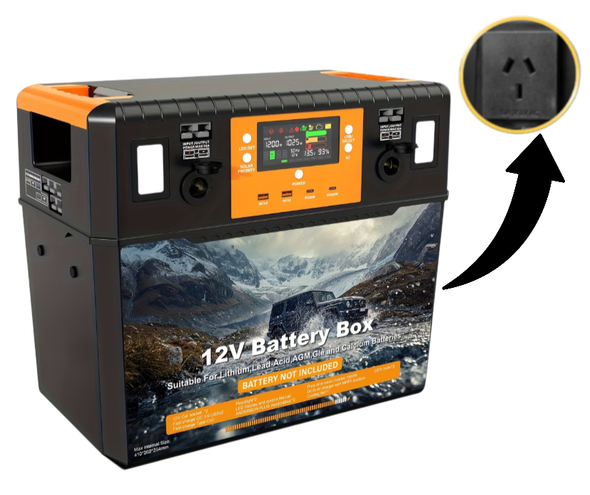 Heavy Duty Battery Box with 1500W Inverter Battery for 12V/24V Portable Power