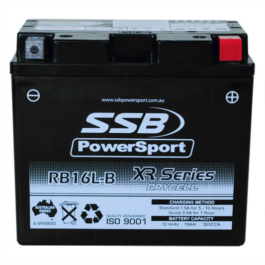 RB16L-B SSB XR Series Motorcycle Battery (YB16L-B) SSB PowerSport battery on a white background