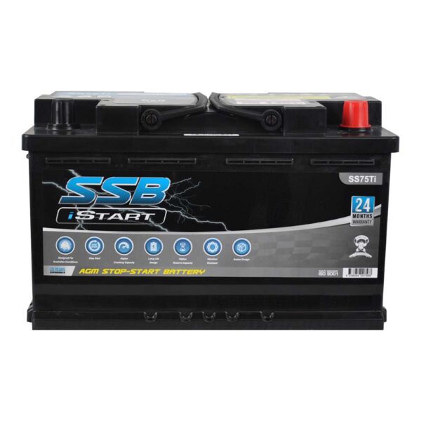 SS75Ti SSB Stop Start VRLA AGM Hybrid Car Battery (DIN75H)