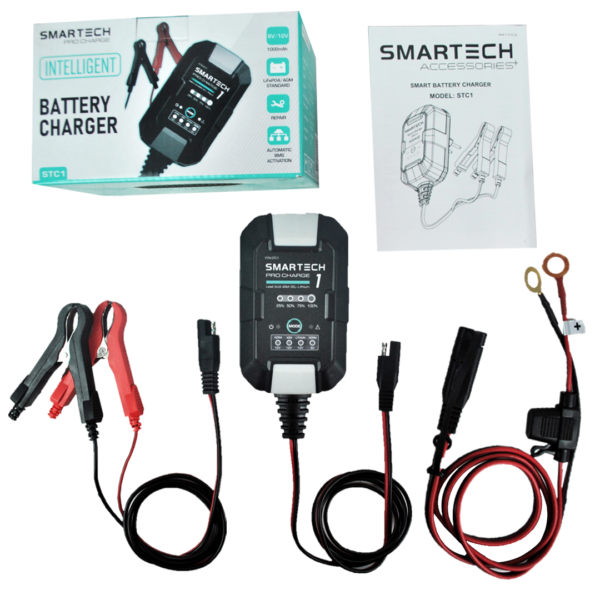 Smartech 6V/12V 1A Motorcycle Charge Automatic Lead-acid, Lithium Battery Trickle Charger