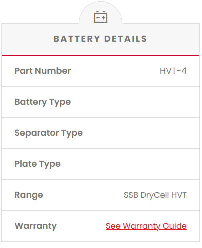 HVT-4 SSB DryCell HVT Motorcycle Battery