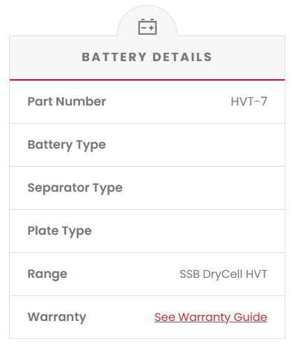 HVT-7 SSB DryCell HVT Motorcycle Battery
