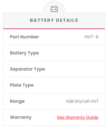HVT-9 SSB DryCell HVT Motorcycle Battery