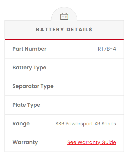 RT7B-4 SSB XR Series Motorcycle Battery