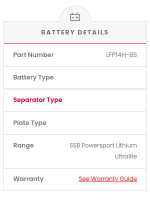 LFP14H-BS SSB Lithium Ultralite Motorcycle Battery
