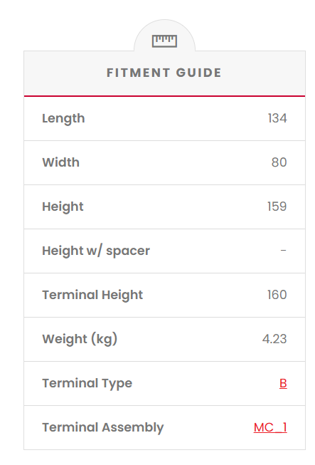 RB12A-A SSB XR Series Motorcycle Battery (12N12A-4A-1) Fitment guide with dimensions and specifications on a white background