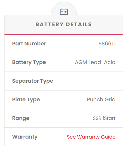 SS66Ti SSB Stop Start VRLA AGM Hybrid Car Battery (DIN66H)
