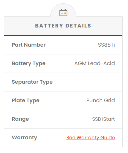 SS88Ti SSB Stop Start VRLA AGM Battery Hybrid Car Battery (DIN88H)
