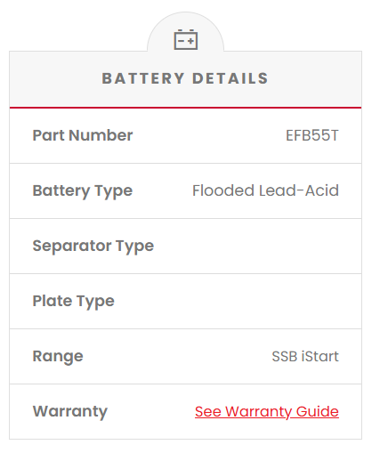 EFB55T SSB Stop Start EFB MF Car Battery (DIN55T)