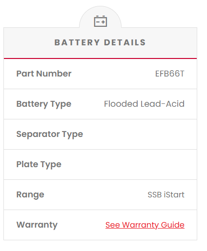 EFB66T SSB Stop Start EFB MF Car Battery (DIN66T)