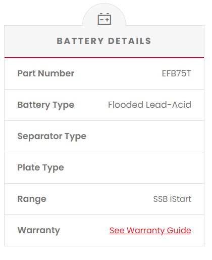 EFB75T SSB Stop Start EFB MF Car Battery (DIN75T)